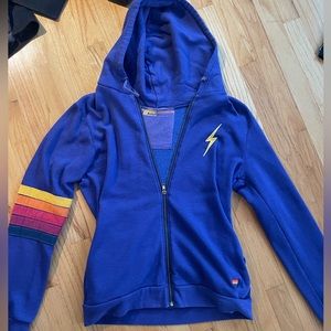 Aviator nation dark purple bolt zip up hoodie size large perfect condition